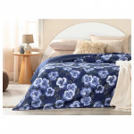 English Home Pansy Bloom Cotton Extra King Duvet Cover, Blue Color, Size 240*260 Cm