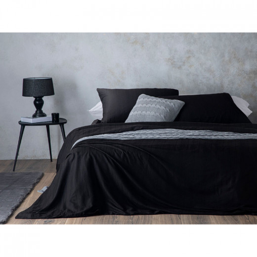 English Home Aurora Silky Touch Super King Plus  Size Duvet Cover Set, Black Color, Size 240*260 Cm, 4 Pieces