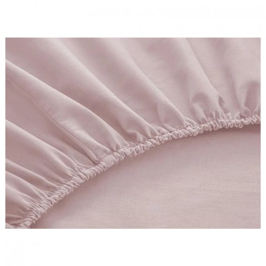 English Home Plain Cotton Single Fitted Elastic Bed Sheet, Pink Color,140*200 Cm
