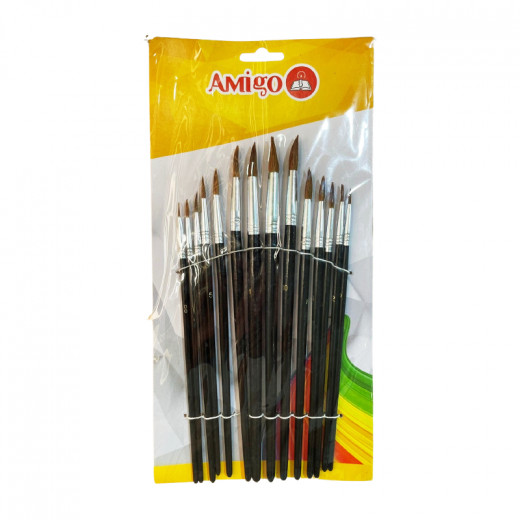 Amigo Artist Brushes, Beige Color, 14 Pieces