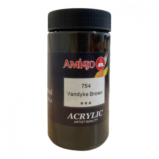Amigo Acrylic Color, 754 Vandyke Brown, 300 Ml