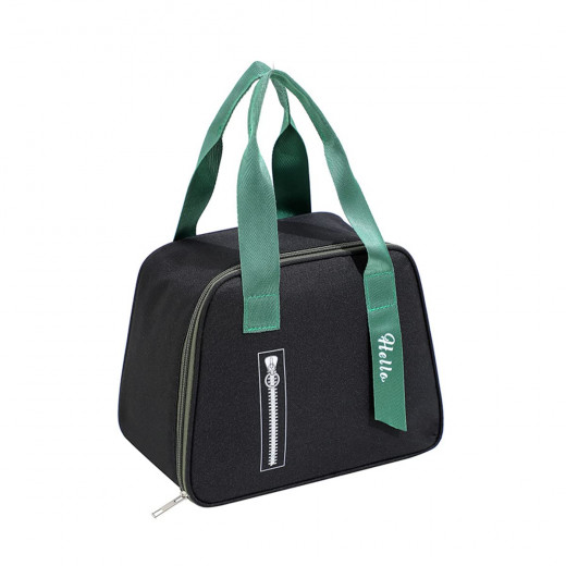 Amigo Lunch Bag, Black & Green Color