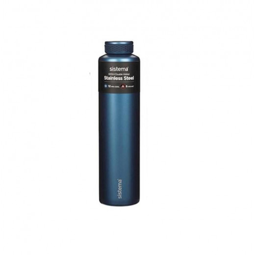 Sistema - 600ml Chic Stainless Steel Bottle Navy Blue