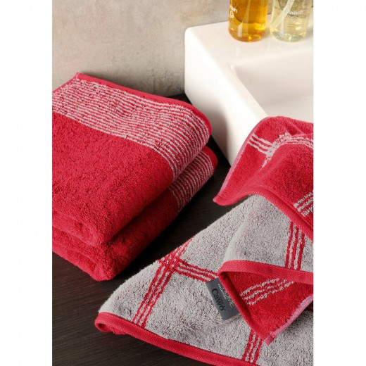 Cawo Two-Tone Guest Towel, Red Color, 30*50 Cm