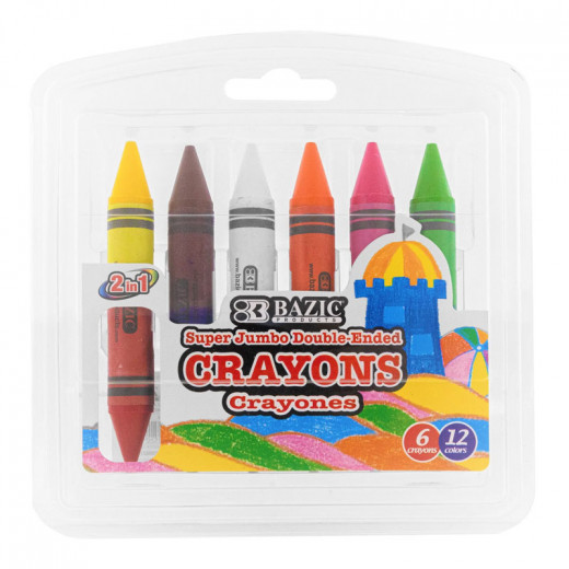 أقلام تلوين سوبر جامبو بطرف مزدوج ، 12 لونًا من بيزك