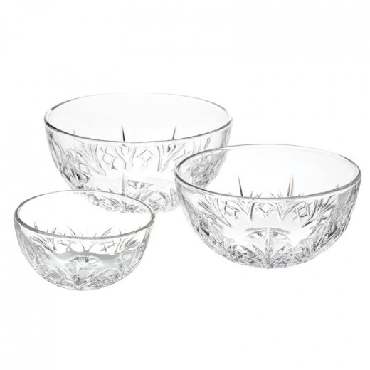 English Home Fungo Glass Bowl, 9,5,x12.7x15 cm, 3 Pieces