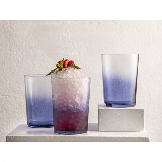 English Home Blanca Glass Soft Drink Glass, Blue Color, 520 Ml, 3 Pieces