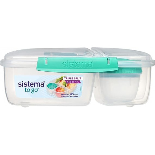 Sistema | to Go Triple Split Lunch Box with Yoghurt Pot | 2L