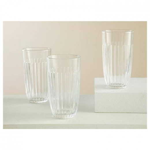 English Home Quartz Glass Soft Drink Glass, Transparent Color, 415Ml, 3 Pieces