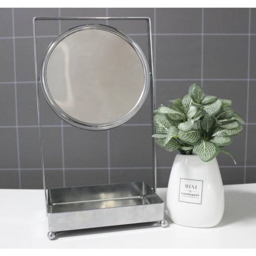 ARMN Delta Countertop Vanity Mirror With Tray, Nickel Color