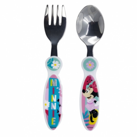 Stor Elliptical Metallic Cutlery Set Minnie Mouse Being More Minnie 2 Pieces