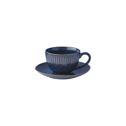 طقم فنجان قهوة وصحن لون أزرق, حجم 110 مل من ايزي لايف جاليري