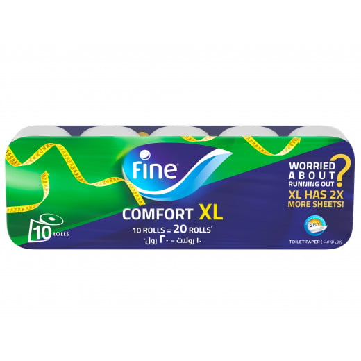 Fine Toilet Comfort XL Tissues, 350 Sheets, 2 Ply, 10 Rolls