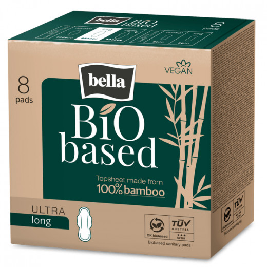 Bella Bio Based Sanitary Pads Long, 8 Pieces