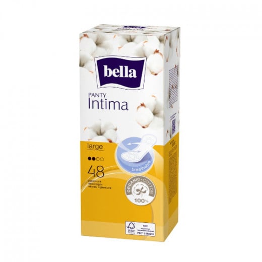 Bella Panty Intima Large Pantyliners Cotton Cover, 48 Pieces