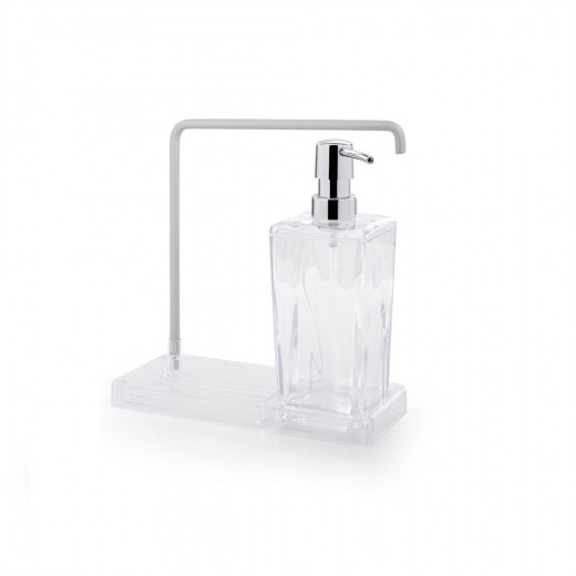 Primanova Luna Kitchen Liquid Soap Dispenser & Towel Holder, Transparent