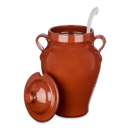 La Dehesa Clay Jar with Spoon 2.5 Liter Brown