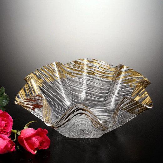 Vague Acrylic Flower Bowl, 34 Cm, Gold Color