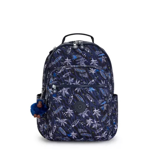 Kipling Seoul Backpack With Padded Laptop Compartment Surf Sea Print, Large