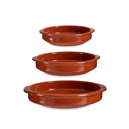 La Dehesa Clay 3 Pieces Set Rounded Cooking Pot Brown 22 centimeters
