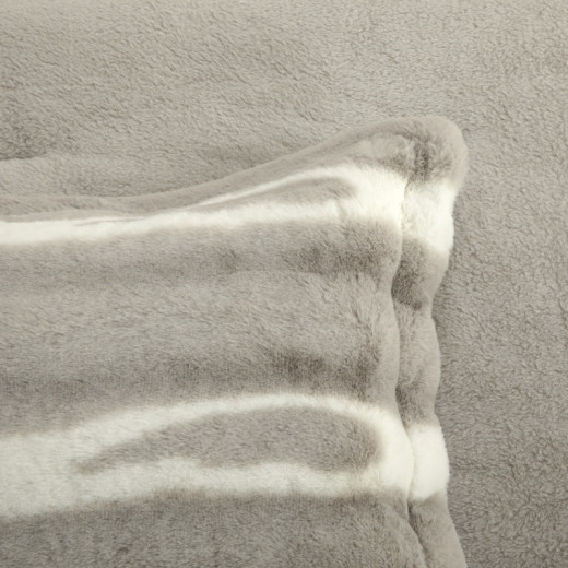 Nova Home Wolf Winter Jacquard Printed Fur Comforter Set - Single/Twin - Grey 4Pcs