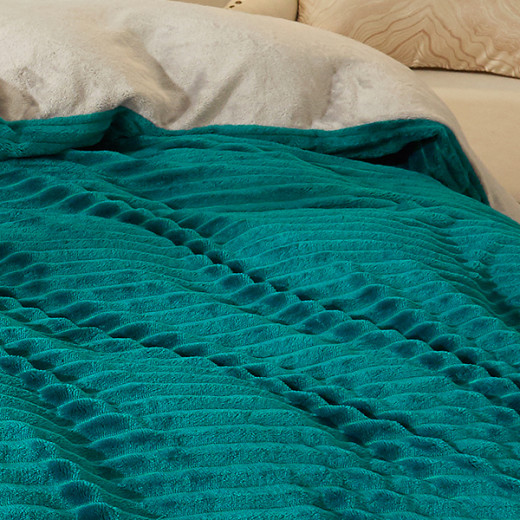 Nova home campo cordroy flannel winter duvet cover set - king/super king  - green 4 pcs