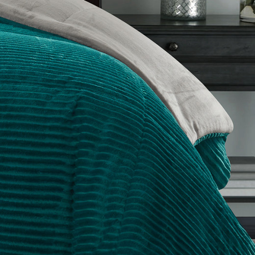 Nova home campo cordroy flannel winter comforter set - single/twin - green 3 pcs