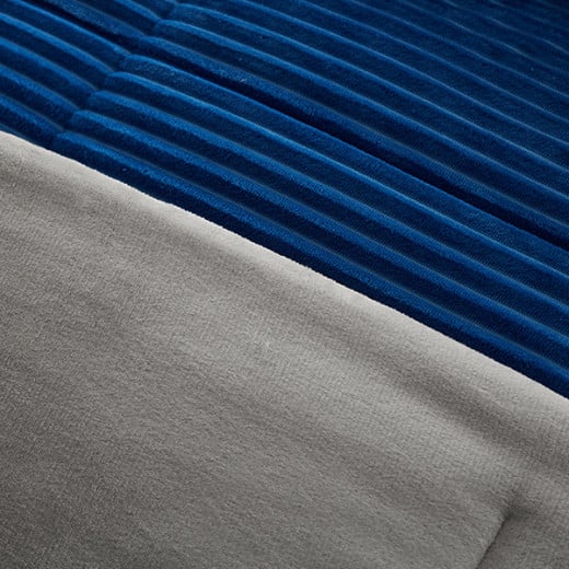 Nova home campo cordroy flannel winter comforter set - single/twin - navy 3 pcs