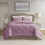 Nova home essentials velvet flannel to sherpa winter comforter purple king