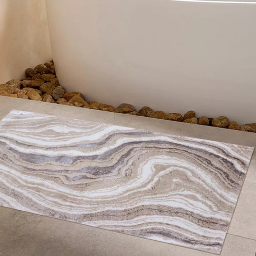 Nova home bath rug stone wave silver 2pcs set