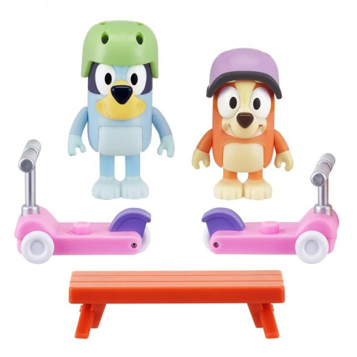 Moose Bluey Friends Vehicle And Figure Bluey And Bingo's Scooter Fun