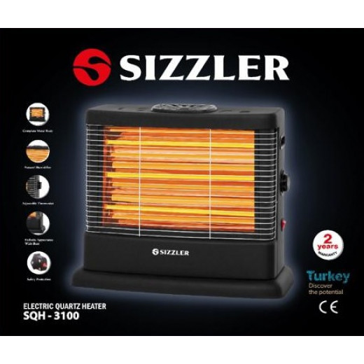 Electric heater, 2100 watts, 3 candles, black, high-quality safety system