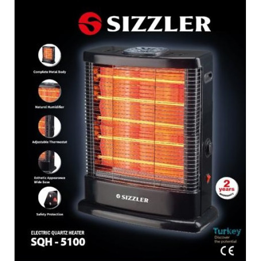 Electric heater, 2500 watts, 5 candles, black, high-quality safety system