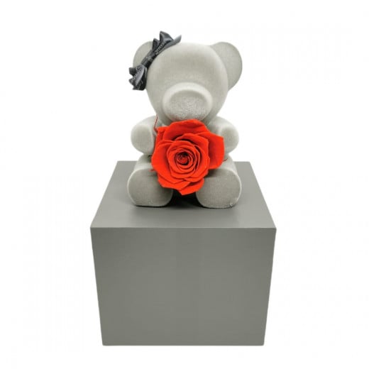 Teddy Bear with Forever Red Rose