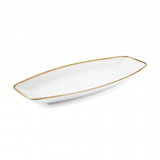 Porceletta Ivory Mocha Porcelain Boat Shape Plate 12