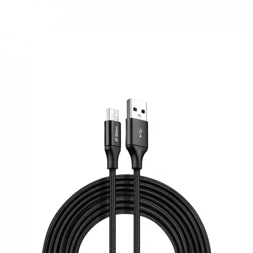 أسود تي تيك ألوميكابل  USB صغير، 2.0، XXL، 3MT.  كابل شحن / بيانات