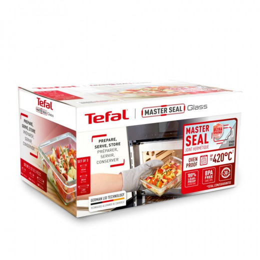 Tefal masterseal glass box set of 3 pieces