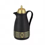 وعاء قهوة عربي بجسم بلاستيكي سعة 1 لتر، قارورة مفرغة للشاي بطباعة ذهبية