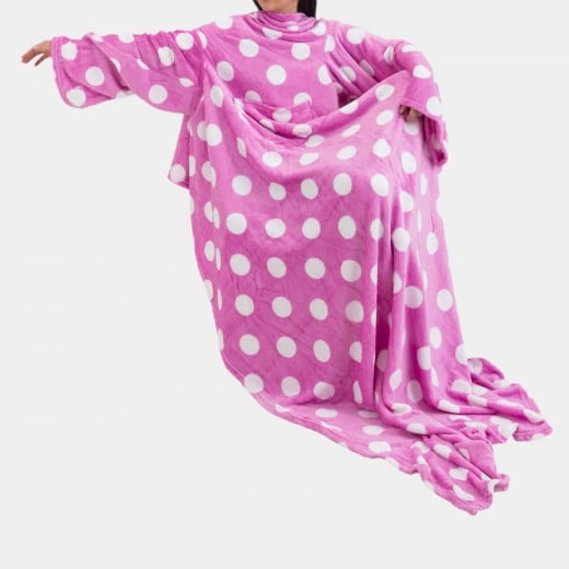 Kanguru deluxe pop fleece blanket with sleeves pop dot