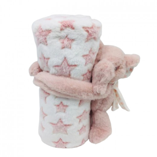 Nova baby blanket with elephant toy pink 75x100cm
