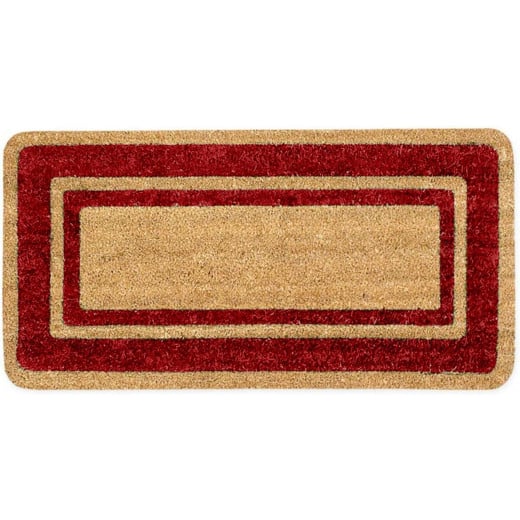 Coconut Doormat Entrance Mat Natural Fibre Non-Slip Bottom Edge (Red, 40 x 80 cm)
