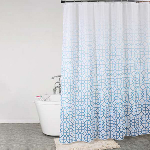 Weva Shower Curtain Water Proof Fade Out, Teal Color, 180*200