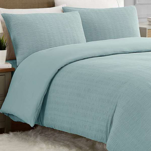 Nova Home "Simply" Crinkled Comforter Set, Petrol Color, Size Queen, 4 Pieses