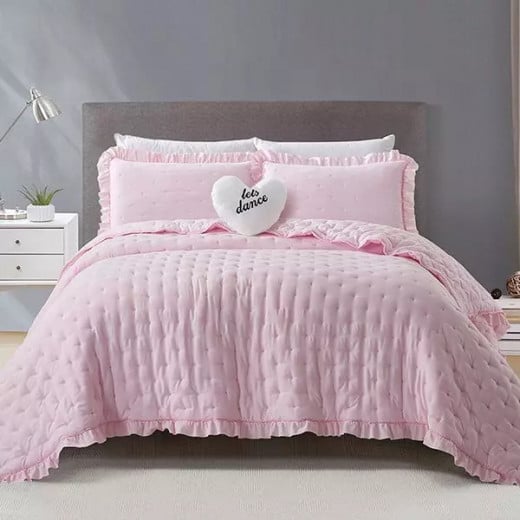 Nova Home "Mabel" Quilted Embroidery Kid's Comforter, Pink Color, Queen Size, 5 Pieces
