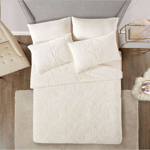 Nova Home Arya Winter Comforter Set - Single/Twin  - Ivory  4pcs