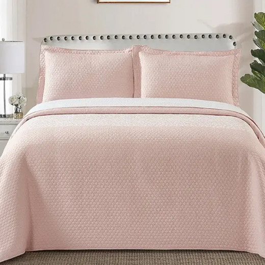 Nova Home Chervil Jacquard Bed Spread Set, Poly Cotton, Pink Color, Twin Size