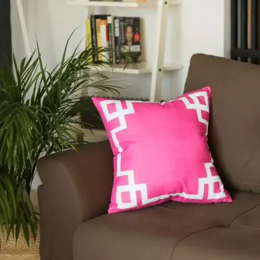 Nova Home Geometric Story Printed Cushion Cover, Pink Color, 45x45 Cm