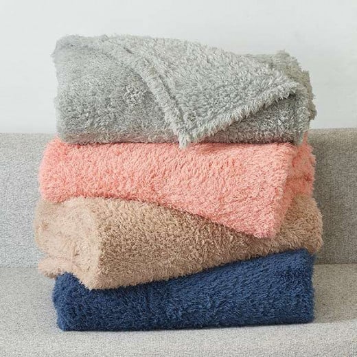 Nova Home Fur Fluffy Blanket - Single/Twin- Ivory - Grey