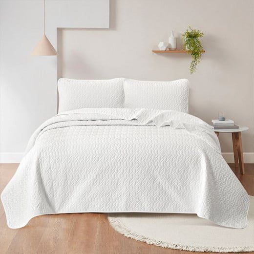 Nova Home Cross Bed Spread Set, White Color, Twin Size
