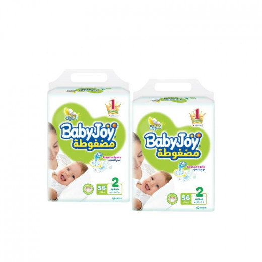 Baby Joy Diapers Size 2, 3.5-7 kg, 56 Pieces, 2 Packs
